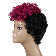 Load image into Gallery viewer, Rhonda | Black and Red Short Pixie Cut Curly Synthetic Hair Wig