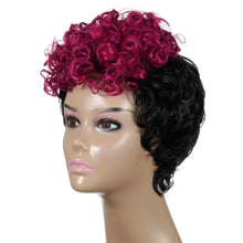 Load image into Gallery viewer, Rhonda | Black and Red Short Pixie Cut Curly Synthetic Hair Wig