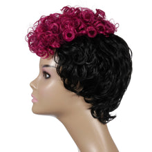 Load image into Gallery viewer, Rhonda | Black and Red Short Pixie Cut Curly Synthetic Hair Wig