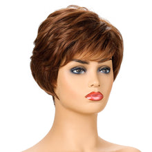 Load image into Gallery viewer, Julie | Brown Short Pixie Cut Wavy Synthetic Hair Wig With Bangs