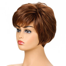 Load image into Gallery viewer, Julie | Brown Short Pixie Cut Wavy Synthetic Hair Wig With Bangs