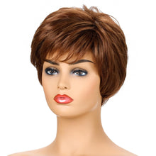 Load image into Gallery viewer, Julie | Brown Short Pixie Cut Wavy Synthetic Hair Wig With Bangs