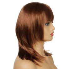 Load image into Gallery viewer, Agnes | Brown Medium Straight Synthetic Hair Wig With Bangs