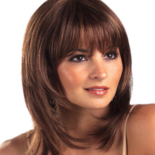 Load image into Gallery viewer, Agnes | Brown Medium Straight Synthetic Hair Wig With Bangs