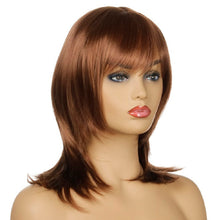 Load image into Gallery viewer, Agnes | Brown Medium Straight Synthetic Hair Wig With Bangs