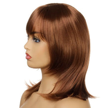 Load image into Gallery viewer, Agnes | Brown Medium Straight Synthetic Hair Wig With Bangs