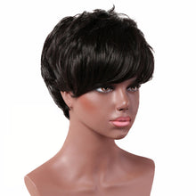 Load image into Gallery viewer, Makayla | Black Short Pixie Cut Wavy Synthetic Hair Wig With Bangs
