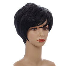 Load image into Gallery viewer, Frances | Black Short Pixie Cut Straight Synthetic Hair Wig With Bangs