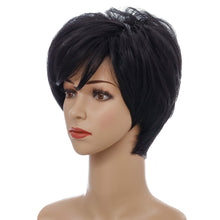 Load image into Gallery viewer, Frances | Black Short Pixie Cut Straight Synthetic Hair Wig With Bangs