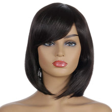 Load image into Gallery viewer, Lily | Black Medium Straight Synthetic Hair Wig With Bangs
