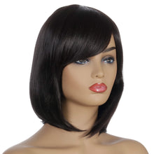 Load image into Gallery viewer, Lily | Black Medium Straight Synthetic Hair Wig With Bangs