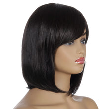 Load image into Gallery viewer, Lily | Black Medium Straight Synthetic Hair Wig With Bangs