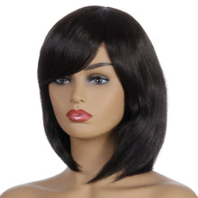 Load image into Gallery viewer, Lily | Black Medium Straight Synthetic Hair Wig With Bangs