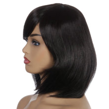 Load image into Gallery viewer, Lily | Black Medium Straight Synthetic Hair Wig With Bangs