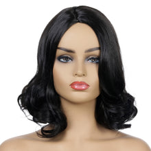 Load image into Gallery viewer, Poppy | Black Medium Wavy Synthetic Hair Wig