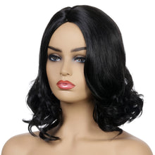 Load image into Gallery viewer, Poppy | Black Medium Wavy Synthetic Hair Wig