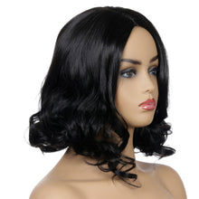 Load image into Gallery viewer, Poppy | Black Medium Wavy Synthetic Hair Wig