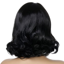 Load image into Gallery viewer, Poppy | Black Medium Wavy Synthetic Hair Wig