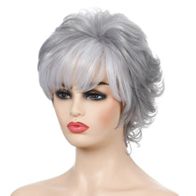Load image into Gallery viewer, Tuesday | Grey Short Pixie Cut Wavy Synthetic Hair Wig With Bangs
