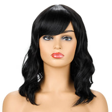 Load image into Gallery viewer, Courtney | Black Medium Long Wavy Synthetic Hair Wig With Bangs
