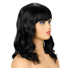 Load image into Gallery viewer, Courtney | Black Medium Long Wavy Synthetic Hair Wig With Bangs