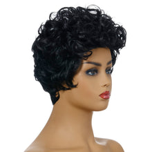 Load image into Gallery viewer, Lady M | Black Short Pixie Cut Curly Wig with Bang