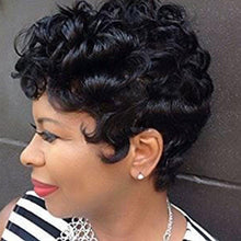 Load image into Gallery viewer, Lady M | Black Short Pixie Cut Curly Wig with Bang