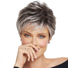 Load image into Gallery viewer, Leslie | Grey Short Pixie Cut Straight Synthetic Hair Wig With Bangs