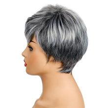 Load image into Gallery viewer, Leslie | Grey Short Pixie Cut Straight Synthetic Hair Wig With Bangs
