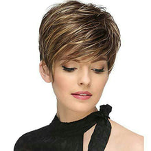 Load image into Gallery viewer, Alejandra | Brown with Blonde Highlight Short Pixie Cut Straight Synthetic Hair Wig With Bangs