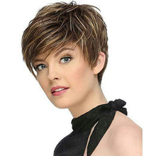 Load image into Gallery viewer, Alejandra | Brown with Blonde Highlight Short Pixie Cut Straight Synthetic Hair Wig With Bangs
