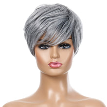 Load image into Gallery viewer, Gloria | Grey Short Pixie Cut Straight Synthetic Hair Wig With Bangs