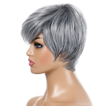 Load image into Gallery viewer, Gloria | Grey Short Pixie Cut Straight Synthetic Hair Wig With Bangs