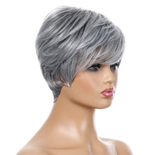 Load image into Gallery viewer, Gloria | Grey Short Pixie Cut Straight Synthetic Hair Wig With Bangs