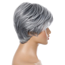 Load image into Gallery viewer, Gloria | Grey Short Pixie Cut Straight Synthetic Hair Wig With Bangs
