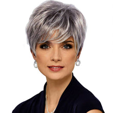 Load image into Gallery viewer, Gloria | Grey Short Pixie Cut Straight Synthetic Hair Wig With Bangs