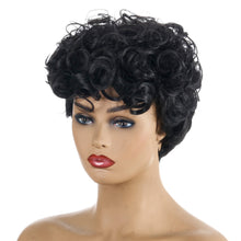 Load image into Gallery viewer, Busted | Black Short Pixie Cut Curly Synthetic Hair Wig