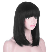 Load image into Gallery viewer, Rosa | Black Long Straight Synthetic Hair Wig With Bangs