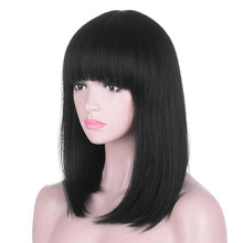 Load image into Gallery viewer, Rosa | Black Long Straight Synthetic Hair Wig With Bangs