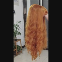 Load and play video in Gallery viewer, Amber | Orange Long Curly Synthetic Hair Wig with Bangs
