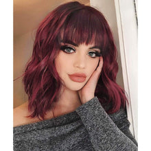 Load image into Gallery viewer, Dreamy | Wine Red Medium Wavy Synthetic Hair Wig