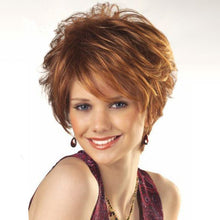 Load image into Gallery viewer, Julie | Brown Short Pixie Cut Wavy Synthetic Hair Wig With Bangs