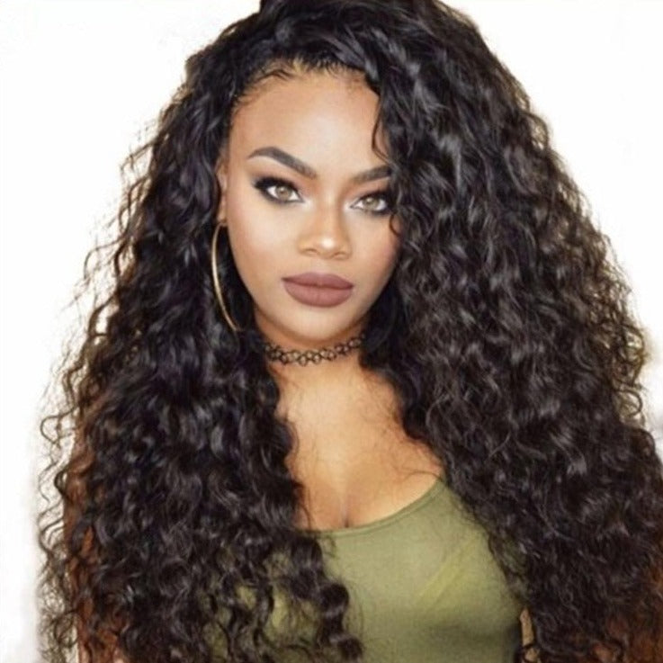 The Queen | Black Long Curly Lace Front Synthetic Hair Wig