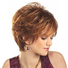 Load image into Gallery viewer, Julie | Brown Short Pixie Cut Wavy Synthetic Hair Wig With Bangs