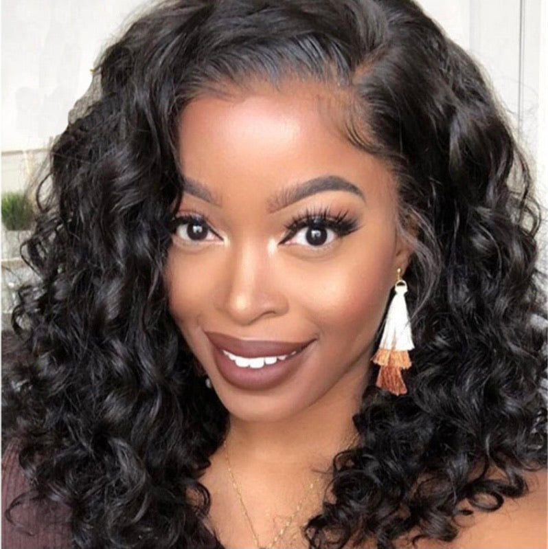 Diamond | Black Medium Long Curly Lace Front Synthetic Hair Wig