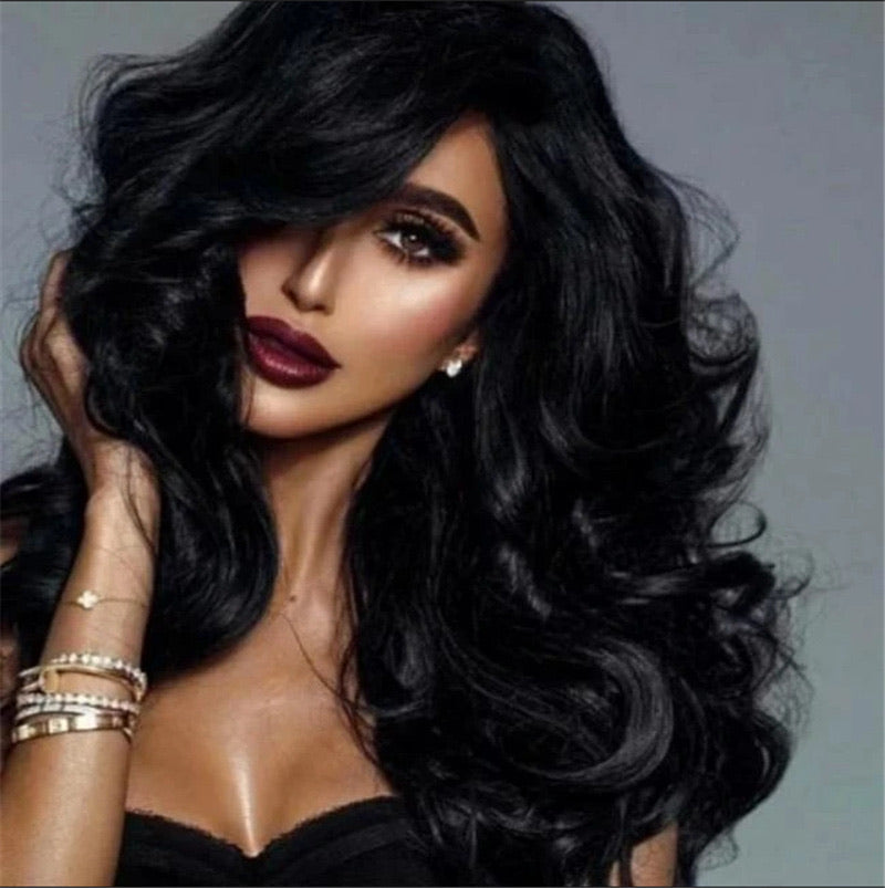 Julie | Black Long Wavy Lace Front Synthetic Hair Wig
