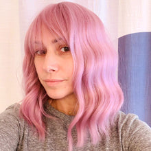 Load image into Gallery viewer, Bella | Pink Medium Long Curly Synthetic Hair Wig with Bangs