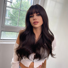 Load image into Gallery viewer, Russian Doll | Brown Long Wavy Synthetic Hair Wig with Bangs