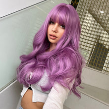 Load image into Gallery viewer, Astrantia | Halloween Purple Long Wavy Synthetic Hair Wig with Bangs
