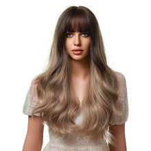 Load image into Gallery viewer, Sofia | Brown Long Wavy Synthetic Hair Wig with Bangs